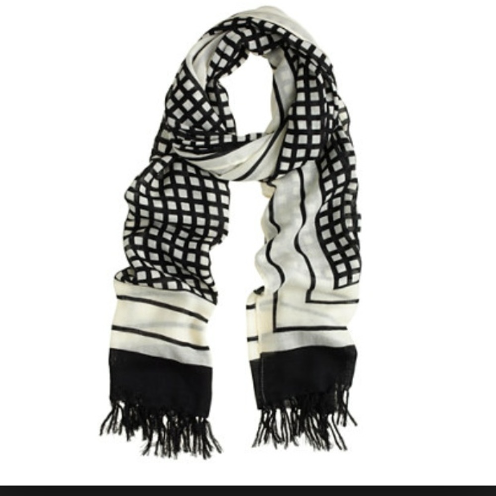 J crew wool grid scarf